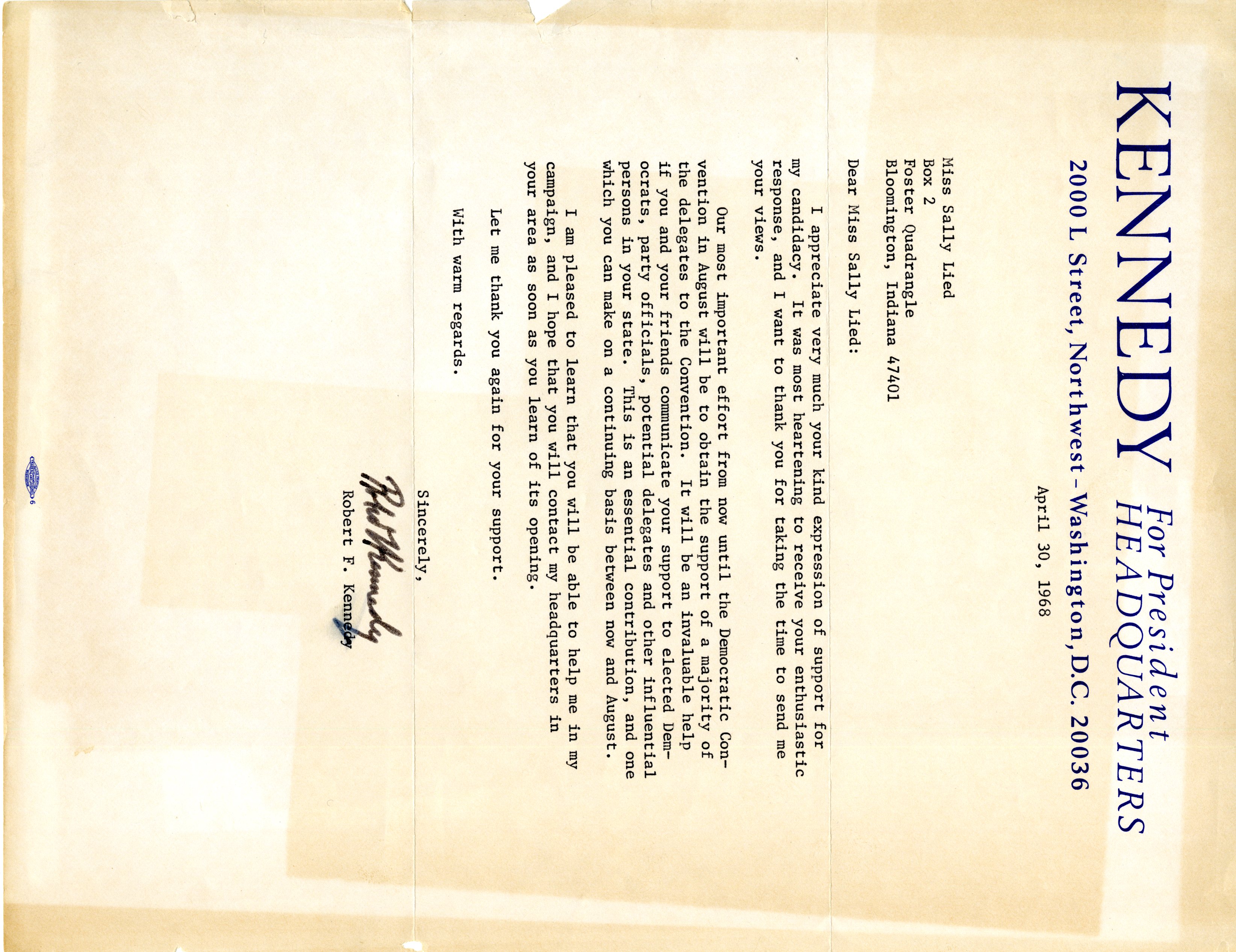 April 30 Letter