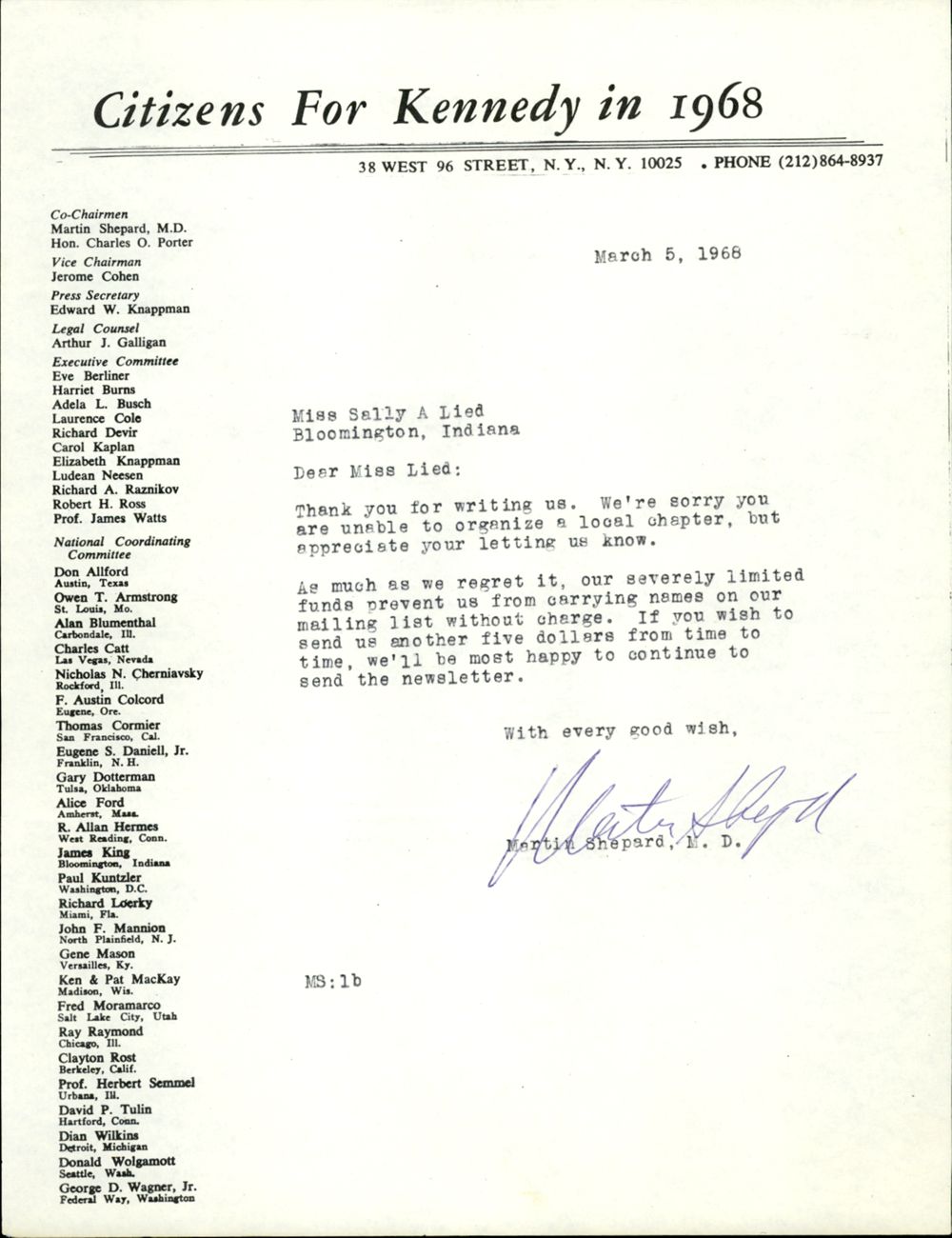 March 5 Letter