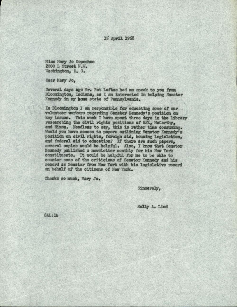 April 15 Letter MJK